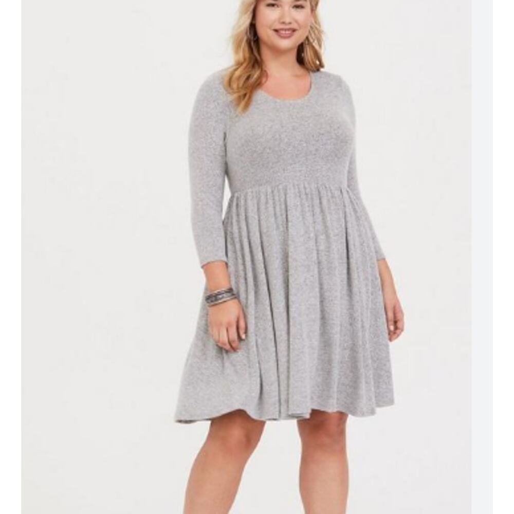 Torrid Grey Hacci Skater Sweater Dress 3/4 Sleeve Sz 2 (18/20) NWT